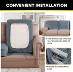 PrinceDeco Velvet Stretch Couch Cushion Cover Soft Cushion Slipcover for Chair Loveseat Sofa Furniture Protector Seat Cushion Sofa Cover (Each Width Up to 29.5", Stone Blue)