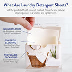 The Clean People Fragrance Free Laundry Detergent Sheets - Laundry Soap - Ultra Concentrated, Recyclable Packaging, Stain Fighting - Fragrance Free, 32 Pack