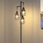 Oneach 68" Floor Lamps for Living Room, Stepless Dimmable Boho Floor Lamp with 3 Bulbs, Tall Farmhouse Industrial Corner Standing Tree Lamp for Bedroom, Office, Study Room, Dining Room, Black