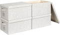 Large 17''x12'' Quart Collapsible Stackable Storage Bins with Lids, 4 Packs Off White Fabric Closet Boxes with Lids, Storage Cube Baskets Container Organizers for Bedroom Office(17''x12.2x''8'')