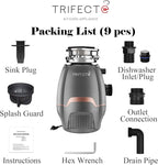 Trifecte Pro 3/4 HP Garbage Disposals with Sound Reduction,Food Waste Coutinuous Feed Garbage Disposal with Power Cord, Dishwasher Hook Up