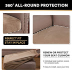 PrinceDeco Stretch Velvet Couch Cushion Cover,Soft Cushion Slipcover for Chair Cushion Furniture Protector Seat Cushion Sofa Cover Width Up to 29.5", Camel