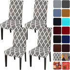 JQinHome Dining Chair Covers Set of 4, High Stretch Removable Washable Parsons Chair Slipcover for Home Party Hotel Wedding Ceremony (Grey White)