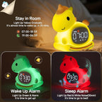 Cute Alarm Clock for Kids with Night Light, Sleep Training Clock Time to Wake Clock, Rechargeable Silicone Light for Bedroom, Perfect Sleep Companion for Boys Girls, Pink Pony