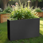 Galvanized Steel Planter Box - No Installation Required Metal Rectangular Block Long Box Planter Modern Outdoor Planters All-Weather Use with Drainage Holes for Patio/Porch, 36×24×12IN