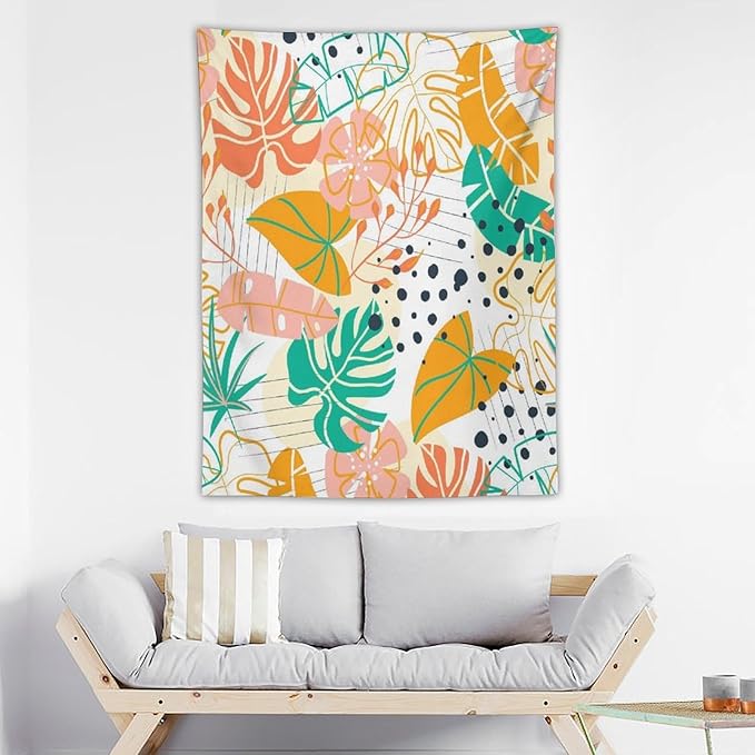 ICMOLYYENLO Tropical Palm Leaves Wall Tapestry, Wall Art for Room Decoration Beautiful Wall Hanging for Bedroom Living Room Dormitory Apartment 60x80 Inch