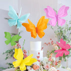 SUNBEAUTY 6Pcs Hanging Butterflies, Large Butterfly Decorations, 3D Paper Decoration, Pink Green Blue Orange for Baby Shower Decor Girls, Women, Paper Flowers for Wall