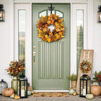 Fall Wreaths for Front Door Outside Autumn Wreath with Lights Berries Pine Cones Fall Decorations for Home Decor Pumpkin Wreath for Farmhouse Holiday Thanksgiving Harvest Halloween Outdoor