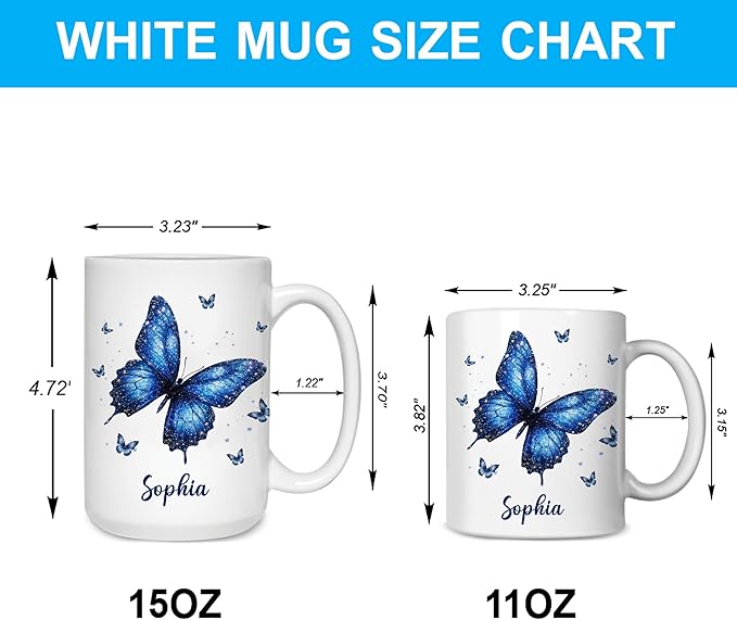 Hyturtle Personalized Inspirational Butterfly Mug - Butterfly Gifts For Women Lovers - Animal Gift For Bird Lover Her - Bird Gifts For Mom on Mother Day - Custom Coffee Cup Ceramic Mug 11 Oz 15 Oz