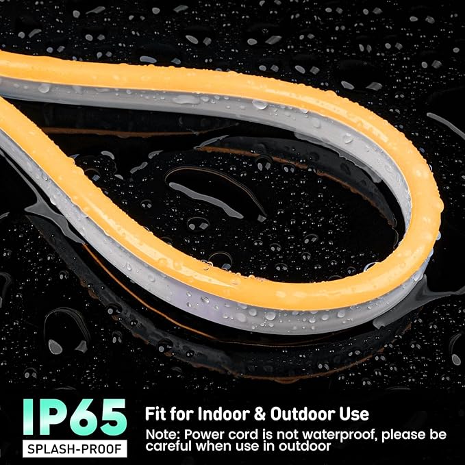 GZBtech Flexible LED Neon Rope Lights 33FT,AC 110-120V Waterproof Strip Light, 120 LEDs/M Cuttable Connectable Neon Lighting for Indoor Outdoor Home Decor/Commercial Building Use-Amber 10M