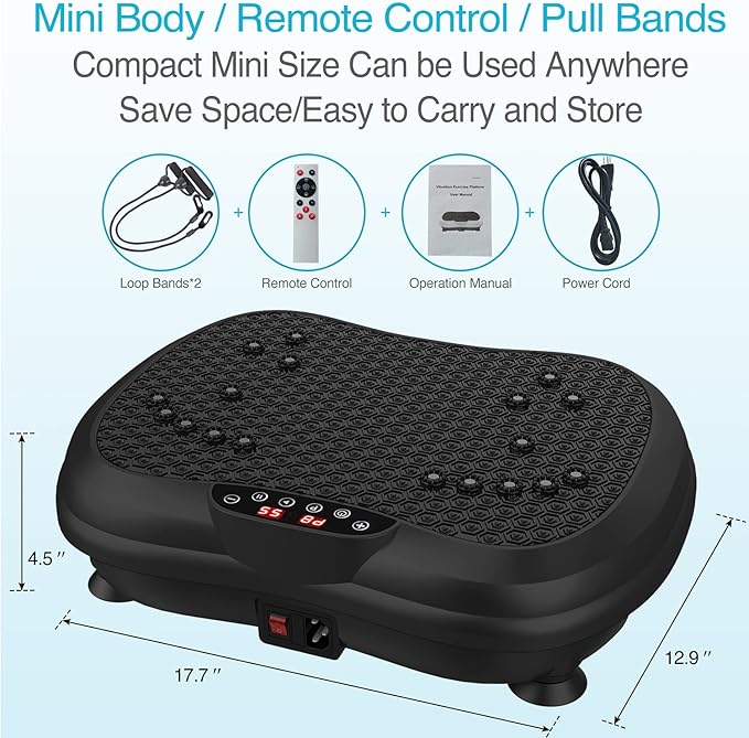 AXV Vibration Plate Exercise Machine Whole Body Workout Portable Mini Vibrate Fitness Platform Lymphatic Drainage Machine for Weight Loss Shaping Toning Wellness Home Gyms Workout (Mini)