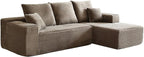 HYJT H&K Modular Sectional Sofa Cloud Couch, 107" Comfy L Shaped Sectional Couches for Living Room, Deep Seat Memory Foam Plush Fluffy Corduroy Boneless Couch Sectionals Right Facing Sofa Chaise Brown