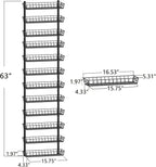 SWOMMOLY Adjustable Wall Mount Spice Rack Organizer, 12-Tier Dual-use (Multi-use) Hanging Spice Shelf Storage for Kitchen Pantry Cabinet Door, Seasoning Holder Organizer, Black