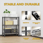 750 lbs 3 Tier Shelf Metal Storage Shelves Wire Rack Closet Organizers for Garage Kitchen Bathroom Laundry Black 11.8" D x 25.6" W x 31.5" H