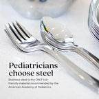 Ahimsa Stainless Steel Kids Utensils - Kids Fork and Spoon Set, Pediatrician Designed Toddler Silverware Set, 100% BPA Free & Dishwasher Safe (Classic)