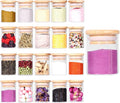 Spice Jar Set,2.5oz 20 Piece Glass Jar with Bamboo Airtight Lids and Labels, Mini Clear Food Storage Containers for pantry, kitchen canisters for Tea, Herbs, Sugar, Salt, Coffee