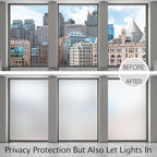 HIDBEA Frosted Window Privacy Film Non-Adhesive, Reusable Window Glass Films Heat Control Self Static Cling Removable Window Stickers for Home Office Living Room (Frosted, 55.1 Inch x 16.4 Feet)