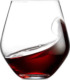 Godinger Wine Glasses, Stemless Wine Glasses, Red Wine Glasses, Wine Drinking Glasses, Stemless Wine Glass - 17oz, Set of 4 - Made in Europe