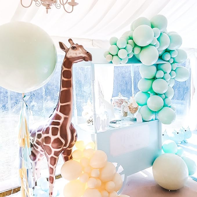130pcs Mint Green Balloons Different Sizes 18" 12" 10" 5" Pastel Light Green Balloons for Boys Girls Birthday Baby Shower Gender Reveal Wedding Decorations