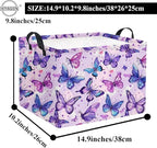 HIYAGON Rectangular Butterfly Basket Baby Storage Basket Storage Bin Organizer Box Room Decor(Purple Butterfly)
