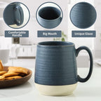 Hasense Ceramic Large Coffee Mugs Set of 4-15 Ounce Porcelain Coffee Cups Set with Handle Perfect for Tea, Cocoa, Latte, Milk and Cappuccino, Modern Tea Cups Set for Man and Woman, Dark Blue