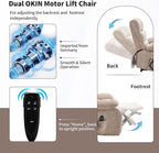 Lay Flat Recliner with Vibration Massage and Lumbar Heating, 26'' Wide Recliner Chair with Infinite Position and 2 Remote Controls, Soft Chenille Lift Recliner for Living Room, Khaki