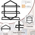 2Pcs Wall Mounted Wine Stemware Rack, Metal Hanging Wine Glass Display Holde Holds 3 Bottles, Elegant Storage for Kitchen Dining Room Bar Wine Cellar