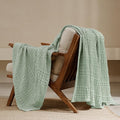 PHF 100% Cotton Waffle Weave Throw Blanket, Soft Lightweight Breathable Cozy Summer Throws for Couch Bed Sofa, Luxury Aesthetic Woven Blanket for Home Decor & Office, 50"x60", Sage Green