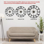 LEIKE Large Wall Clock, 16" Silent Non-Ticking, Battery Operated, Oversized, Decorative Retro Black Metal Clock for Living Room,Farmhouse, Dinner Room,Indoor, Outdoor Decor(40cm, Black Arabic Number)