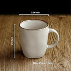 famiware Coffee Mugs Set of 4, Ocean Square 13oz Coffee Cup Set with Handle for Cocoa, Milk, Hot Chocolate, Stoneware Cups for Kitchen, Reactive Glaze, Microwave and Dishwasher Safe, Cappuccino White