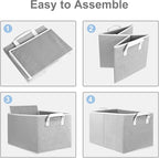 Closet Storage Bins, Fabric Closet Organizers and Storage Basket for Shelves, Collapsible Shelf Baskets for Organizing Shelves, Bedroom Clothes Basket, Gray, 3 Pack