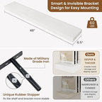 fuqing Floating Shelves for Wall, Bathroom Shelf Wall Mounted for Storage, Shelves with Invisible Bracket for Bedroom, Kitchen, Living Room, Farmhouse Small Book Shelf, 48 Inch Set of 2, White