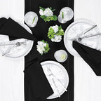 Solino Home Linen Black Table Runner 144 Inches Long - 100% Pure Linen Extra Long Table Runner 14 x 144 Inch for Fall, Autumn, Halloween, Thanksgiving - Classic Hemstitch