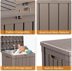 40 Gallon Resin Deck Box, Lockable Patio Outdoor Storage Box for Furniture, Garden Tools and Tools Storage, Waterproof Outside Storage Boxes - Grey