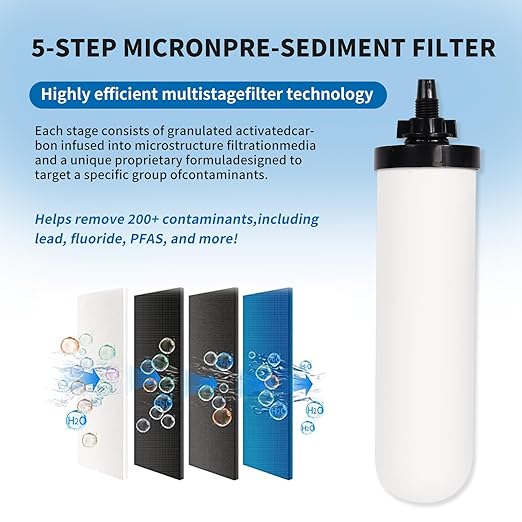 2 PCS 7 inch ceramic water filter Candle,7'' water filter replacement filters with Activated Carbon for Countertop Gravity Water Filter System,Water Cooler Filtration Systems
