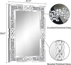 Crushed Diamond Decorative Wall Mirrors, 27.7x39.5 Inch Rectangle Living Room Mirrors for Wall Decor, Modern Glam Bathroom Dining Room Entryway Mirror Silver