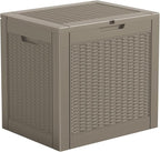 Vixzen 31 Gallon Resin Deck Box - Lockable Outdoor Storage for Patio Cushions, Garden Tools, Pool Supplies，Grey