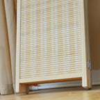 6 Panel Folding Room Divider Screen, Bamboo, for Separation, Beige, 67" H x 92.1" W