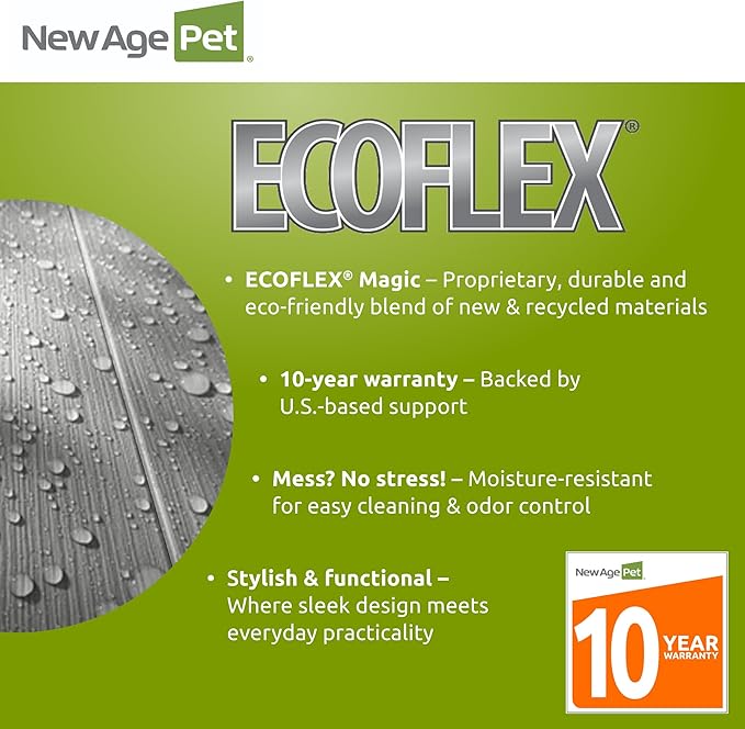 New Age Pet ECOFLEX 48-Inch Mojave Reptile Lounge in Grey- Durable Wood Plastic Composite Habitat with Vented Side Panels, Removable Sliding Glass Doors & Lock, Easy Assembly