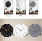 Mosewa Wall Clock 12 Inch Gray Silent Non Ticking Battery Operated Modern Simple Wooden Clock Decorative for Kitchen Home Bedroom Bathroom Office Living Room