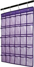 Classroom Pocket Chart for Phone Calculator Holder Over The Door Hanging Closet Jewelry Organizer with 30 Clear Pockets (Purple)