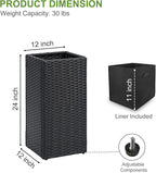 LEWIS&WAYNE Set of 2 Tall Planters for Outdoor Plants Handmade 24'' Wicker Tall Square Planter Box with Removable Liners Modern Planter for Indoor Outdoor Garden Patio Front Porch - Black