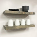 PJ DECOR URBANDI, Rustic Floating Shelves, Set of 2, Hidden Bracket, Solid Wood, Heavy Duty, Wall Mounted Shelves, (Grey, 24Wx6D)