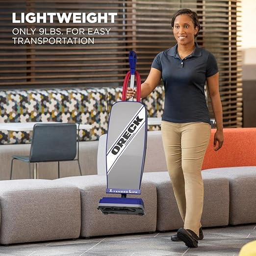 Oreck Commercial XL Vacuum Cleaner, Bagged Upright Vac for Carpets and Hard Floor, Lightweight, Automatic Height Adjust, High-Speed Brush Roll, Powerful Vacuum Cleaners for Commercial Use