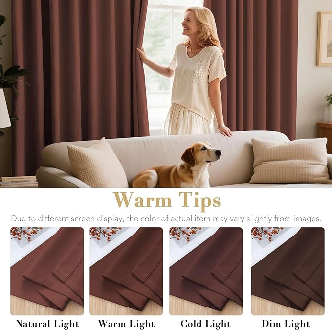 H.VERSAILTEX Thermal Insulated Blackout Window Panels Microfiber Formaldehyde-Free Kids Curtains for Holiday Season Home Decoration,Grommet Top,52 by 96 - Inch - Rust - Set of 2