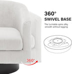 Swivel Barrel Accent Chair, Modern Round Corduroy Fabric Arm Chair for Living Room, Bedroom, Comfy Club Reading Chairs for Adults (Corduroy Beige, Set of 2)