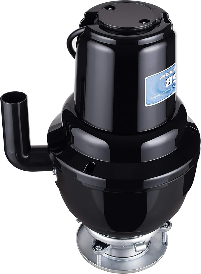 Waste Maid 10-US-WM-658-3B Garbage Disposal Anti-Jam Stainless Steel Food Waste Grinding System, 1-1/4 HP Premium, Black