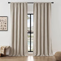 Joydeco Faux Linen Curtains 96 Inch Length 2 Panel Set, Light Filtering Curtains for Bedroom, 52 Inche Wide Living Room Drapes with Rod Pockets (52x96 inch, Linen)