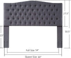 24KF Upholstered Tufted Button Linen Fabric Headboard,Comfortable Fashional Headboard Queen/Full Size,Dark Gray