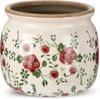 1 Pcs Vintage Planter Large Ceramic Plants Pot Red Plum Crack Cottage Scroll Vase Flower Vase Pot Indoor Plants Home Kitchen Decor Farmhouse Antique Decorative Gift